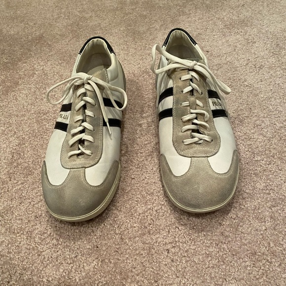 Prada Authentic Low Top White Gray Black Sneakers - Picture 8 of 10